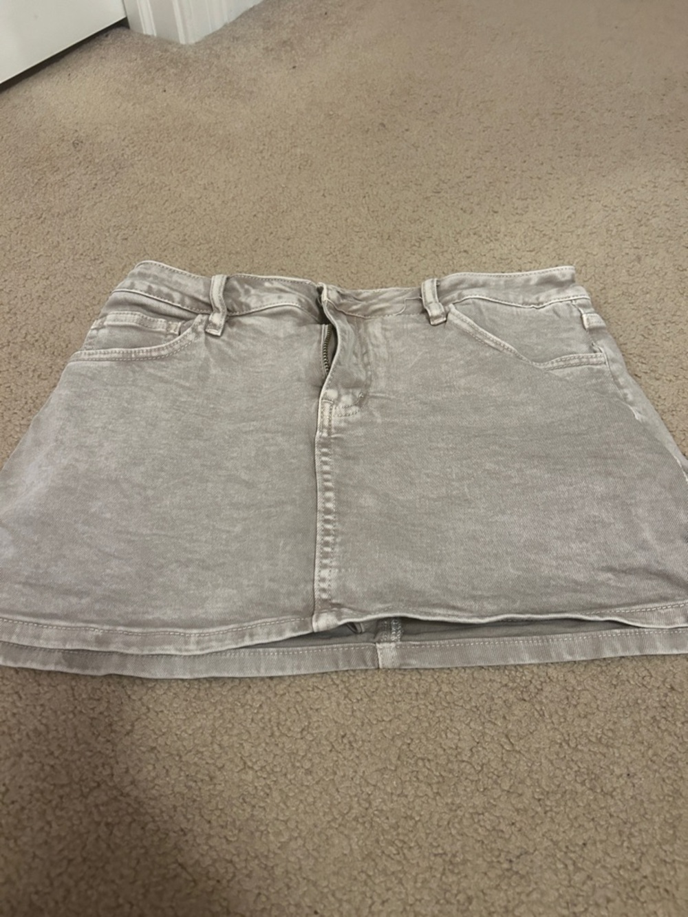 Windsor Light Gray Washed Denim Mini Skirt